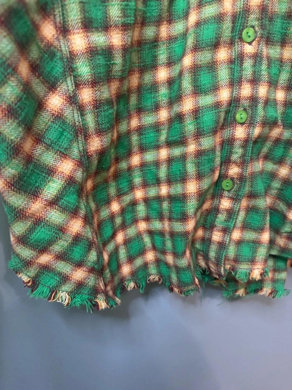 BDG Urban Outfitters Brixton Green Plaid Flannel Shirt with Raw Hem. Small - Picture 7 of 15